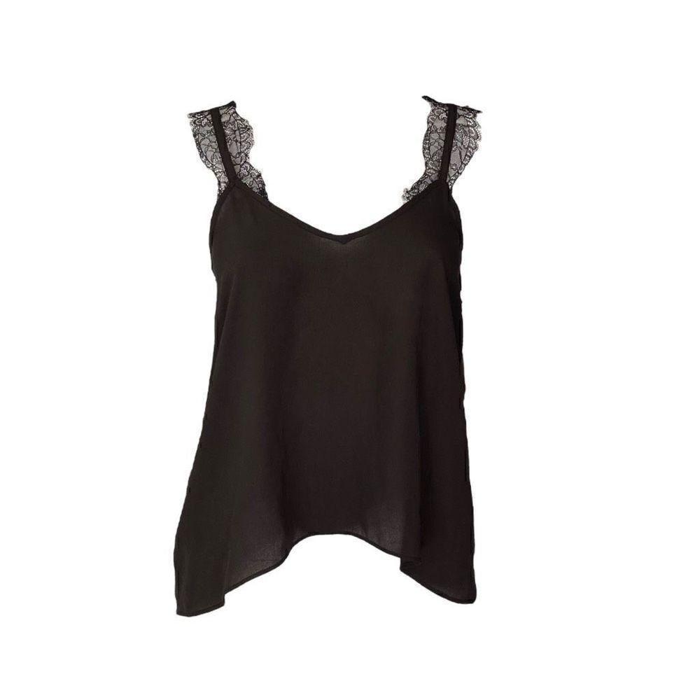bcbg goth flowy lace cami top